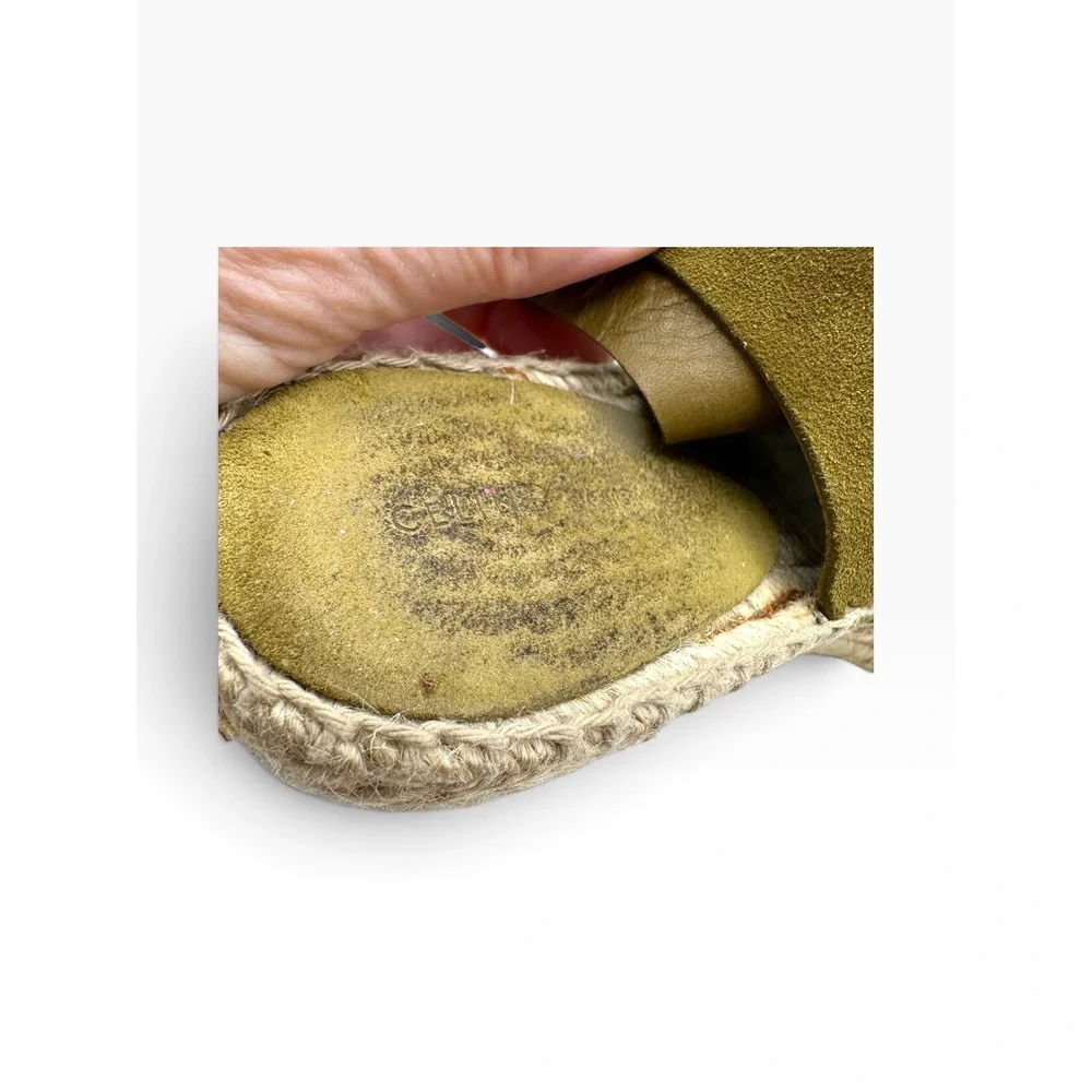 Celine Paris Olive Green Suede Espadrille Wedge Sandals Spain Size 38